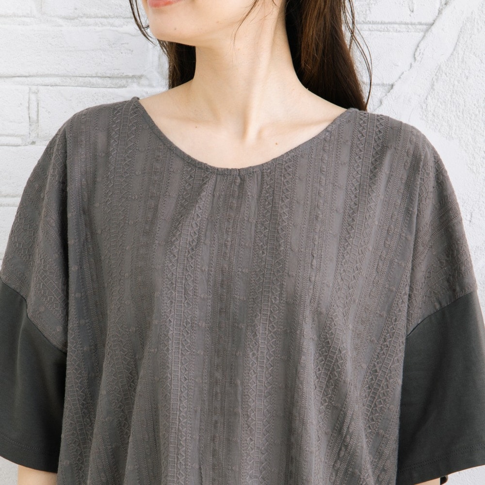 【sabstreet bis】【web限定】【接触冷感】レース切替裾タックカットソー13