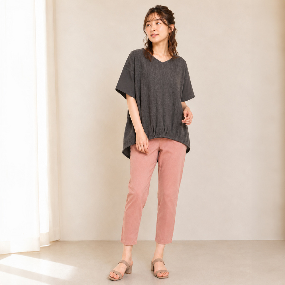 【sabstreet bis】【web限定】【接触冷感】 レース切替裾タックカットソー3