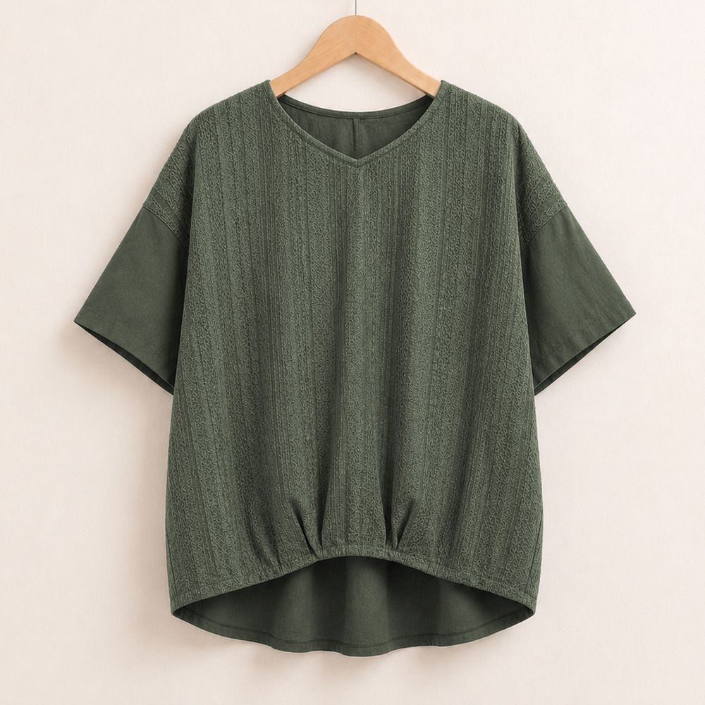 【sabstreet bis】【web限定】【接触冷感】 レース切替裾タックカットソー1