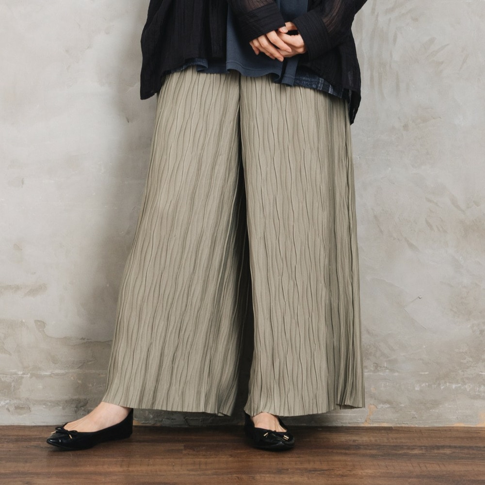 【sabstreet bis】【web限定】 セルフカットプリーツワイドパンツ