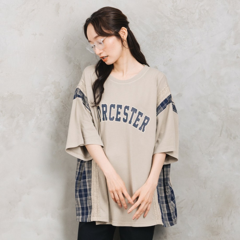 【sabstreet bis】【web限定】 布帛コンビロゴプルオーバー