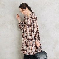 21号(6L～) パッチワークモザイクチェックチュニック【予約販売限定】
