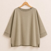 [防シワ]ハイストレッチジョーゼット×シルキーローンコンビプルオーバー