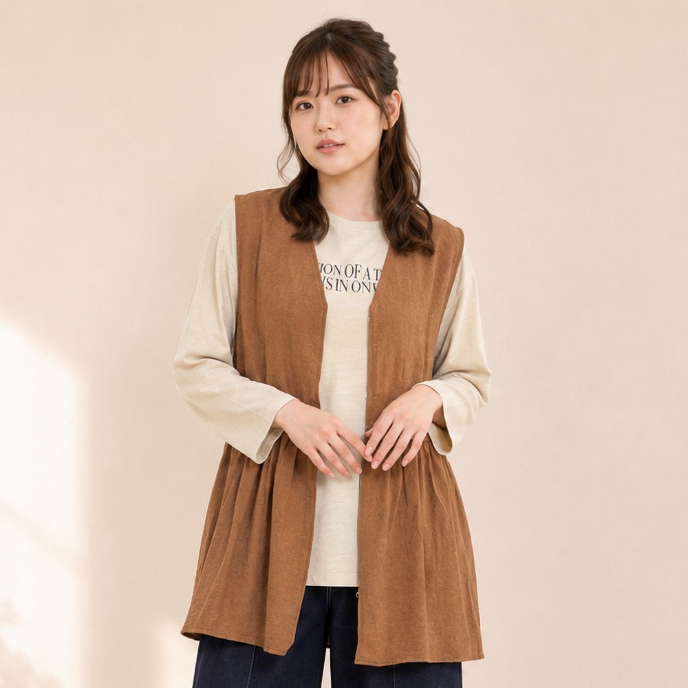 【sabstreet bis】【web限定】 ジップアップギャザーベスト