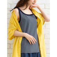 【大きいサイズ】 15号・19号(3L・5L) フライスリブボーダータンクトップ