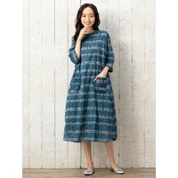  15号(3L) ボタニカルボーダープリントワンピース