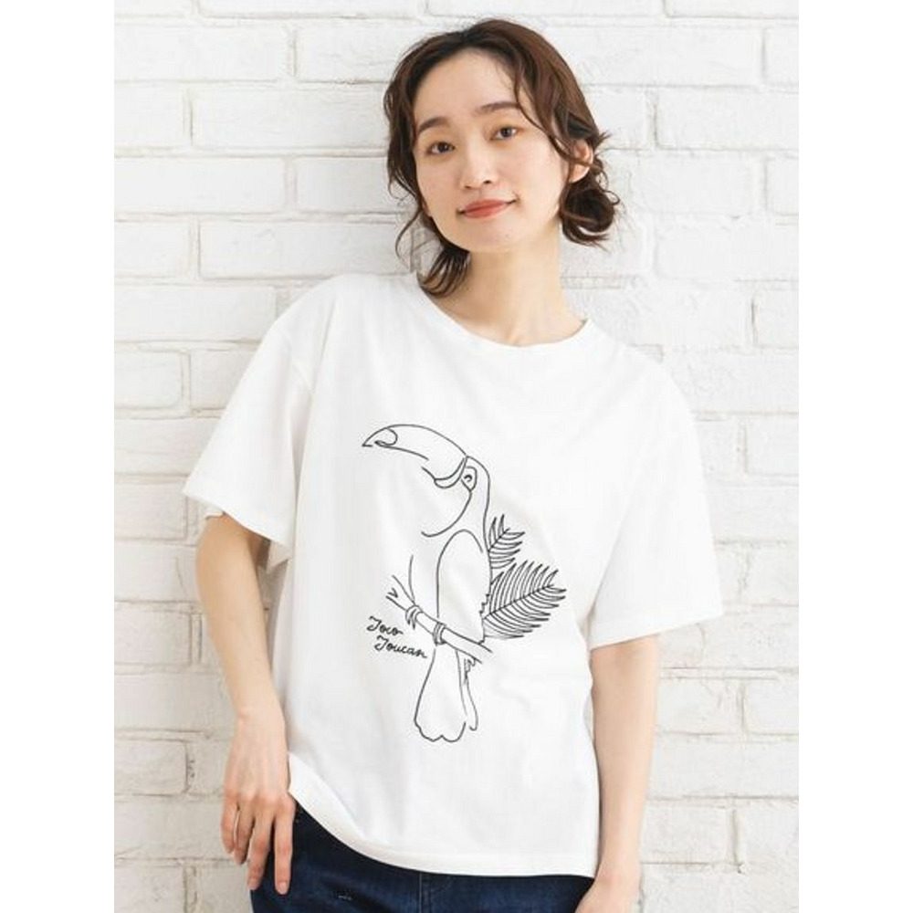 【大きいサイズ】 15号(3L) オオハシエンブロイダリーTシャツ オフホワイト 1