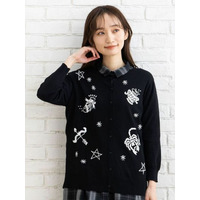 【大きいサイズ】 15号・19号(3L・5L) 星座モチーフ刺繍カーディガン