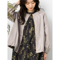 【大きいサイズ】 15号(3L) 【MADE IN JAPAN】レザータッチブルゾン