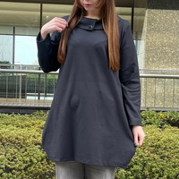 [3L-9L][日本製]ロールカラーコクーンチュニック