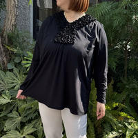 [3L-9L][日本製]フリルVネックカットソー