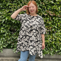 【3L-9L】【日本製】裾ヘムフラワープリントチュニック