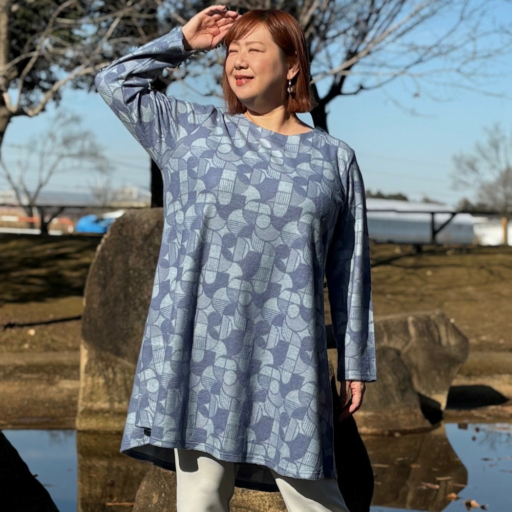 [3L-9L][日本製]ふくれジャガード起毛チュニック