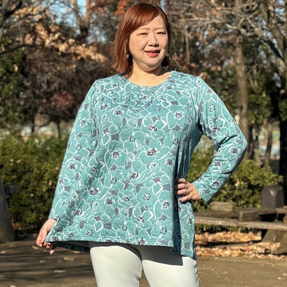 [3L-9L][日本製]接結花柄ジャガードチュニック