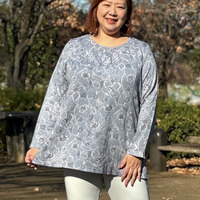 [3L-9L][日本製]接結花柄ジャガードチュニック