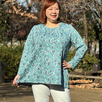 [3L-9L][日本製]接結花柄ジャガードチュニック