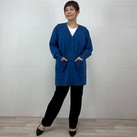 [3L・７L]Vネックロングニットカーディガン