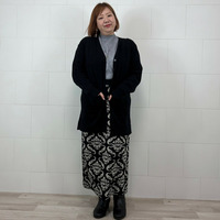 [3L・７L]Vネックロングニットカーディガン