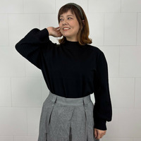 [3L・７L]袖リブパフスリーブニットプルオーバー