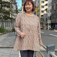 [5L][日本製]ビエラ微起毛小花プリントAラインチュニック