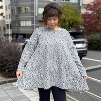 [5L][日本製]ビエラ微起毛小花プリントAラインチュニック