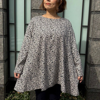 [5L][日本製]ビエラ微起毛小花プリントAラインチュニック