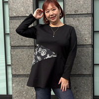 [3L-7L][日本製]アドニスポンチ×イタリア製タフタモノトーン柄ジャガード切替デザインチュニック