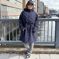 [3L・７L]フード付き中綿シームレス異素材切替コート