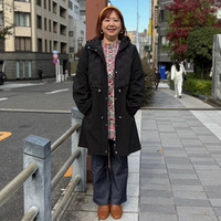 [3L・７L]フード付き中綿シームレス異素材切替コート