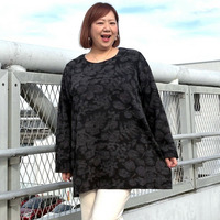 [3L-9L][日本製]針抜き花柄ニットソーチュニック