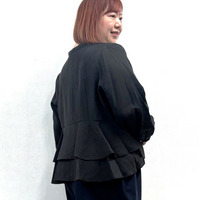 [LL・3L]バックペプラムシアーブラウス