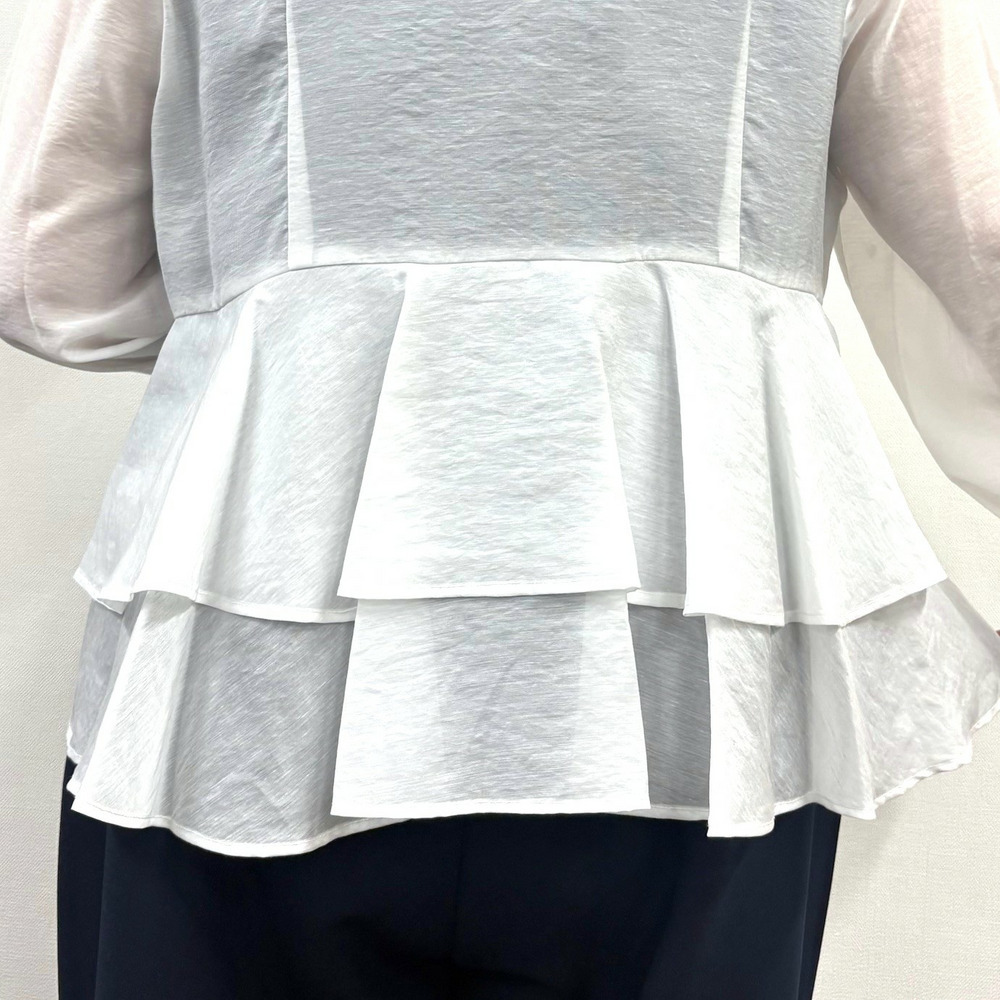 【LL・3L】バックペプラムシアーブラウス10