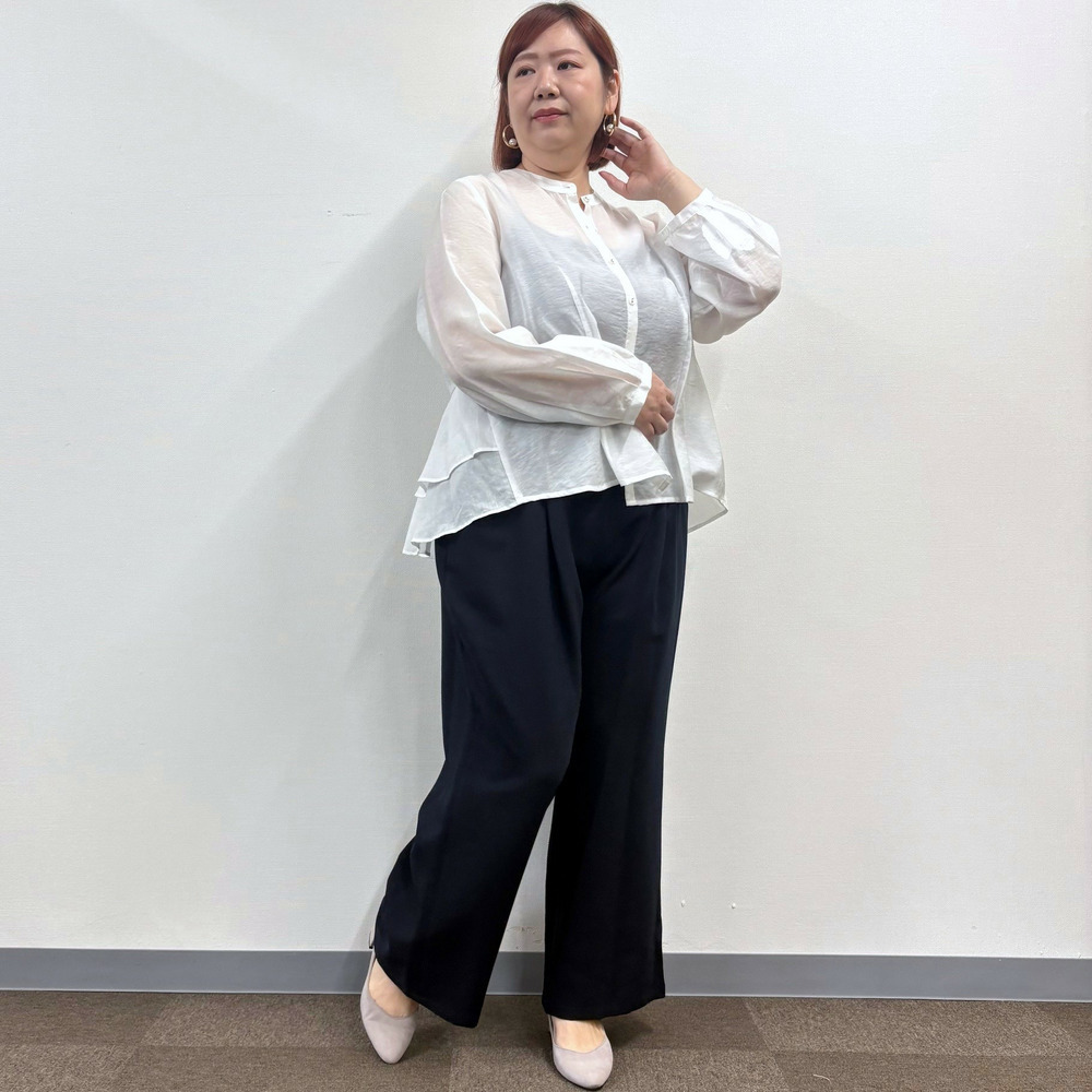 【LL・3L】バックペプラムシアーブラウス13