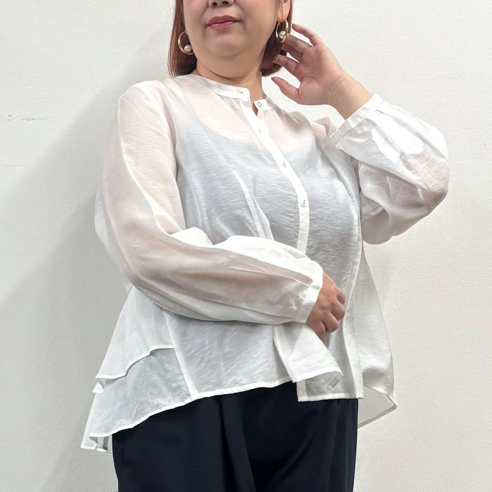 【LL・3L】バックペプラムシアーブラウス2