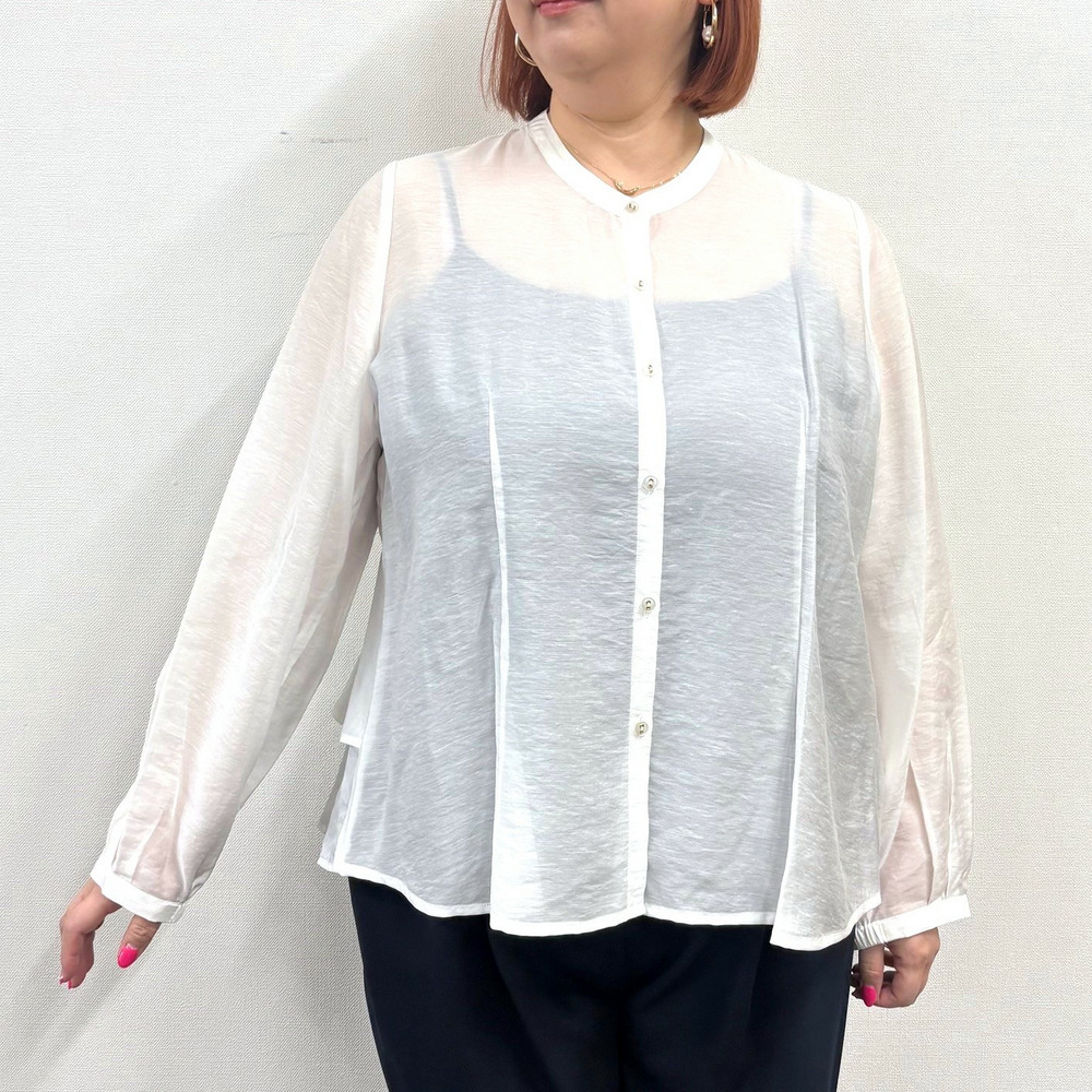 【LL・3L】バックペプラムシアーブラウス3