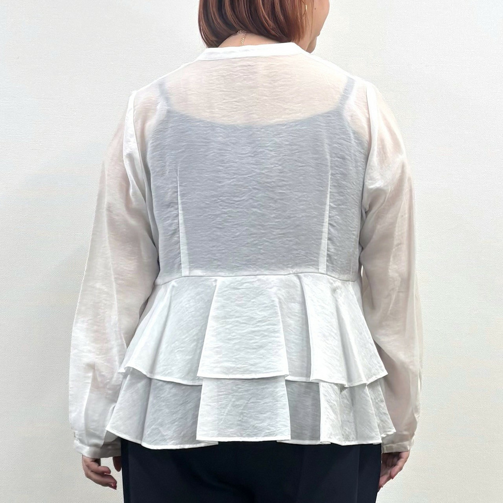 【LL・3L】バックペプラムシアーブラウス5