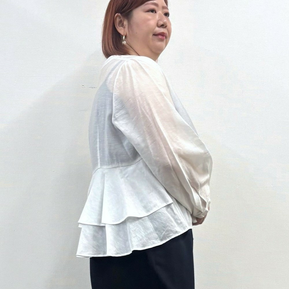 【LL・3L】バックペプラムシアーブラウス1