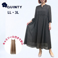 [LL・3L]シフォンドットワンピース/アンダーキャミソール付