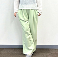 [LL・3L]ボタンデザインタックパンツ