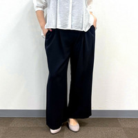 [LL・3L]ボタンデザインタックパンツ