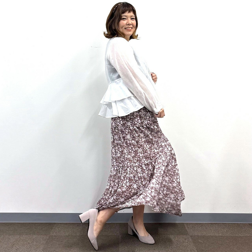 【LL・3L】ボタニカルプリントティアードスカート10