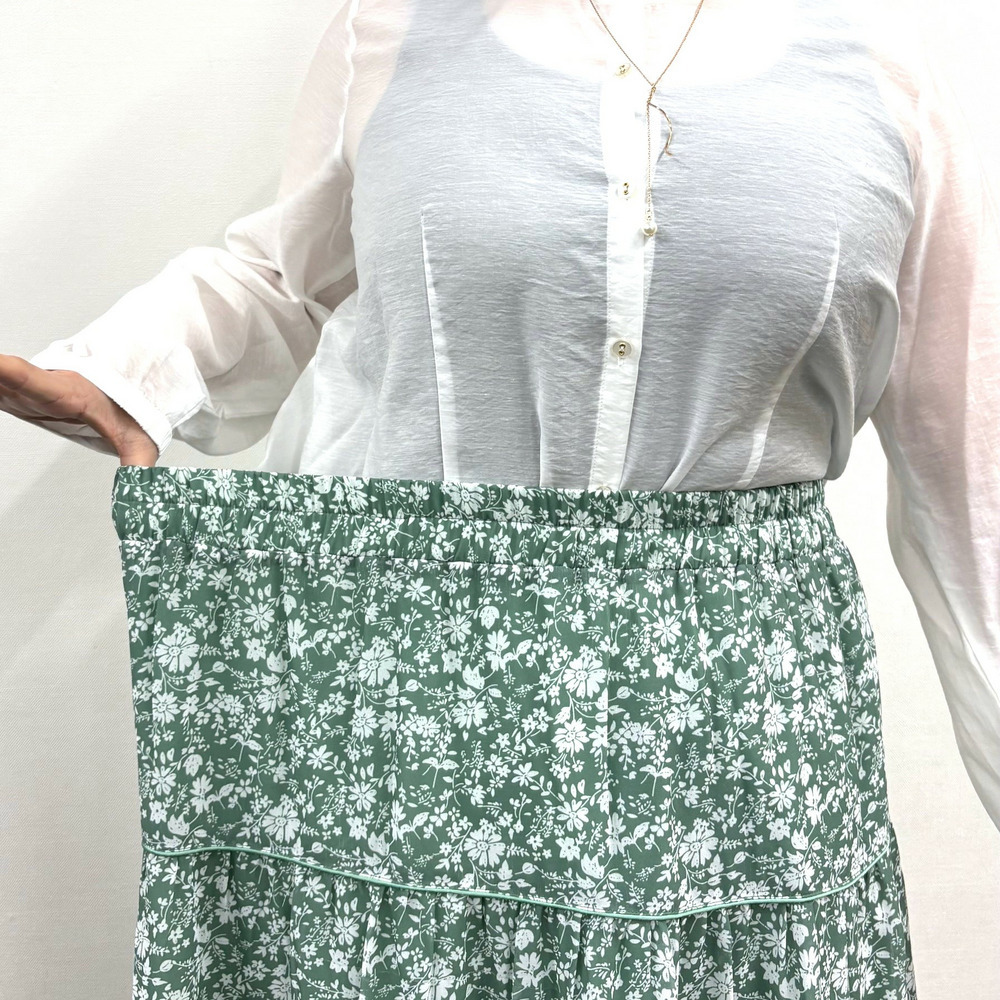 【LL・3L】ボタニカルプリントティアードスカート5