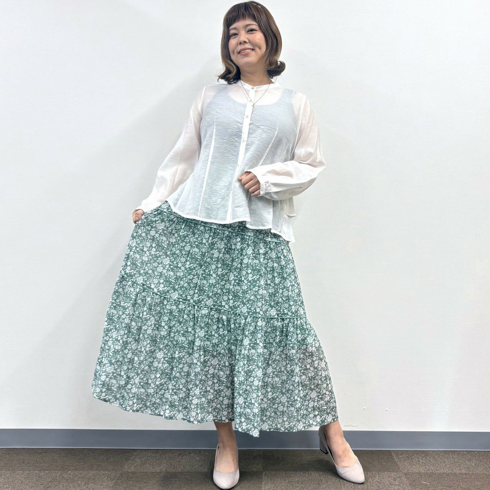 【LL・3L】ボタニカルプリントティアードスカート8