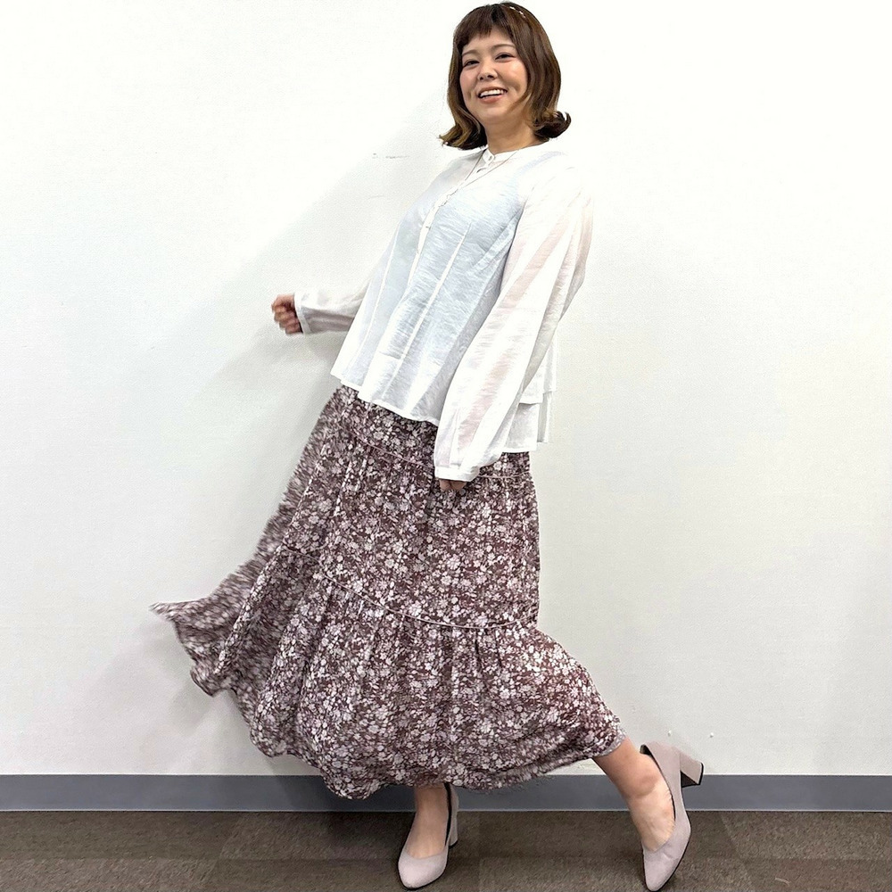 【LL・3L】ボタニカルプリントティアードスカート9