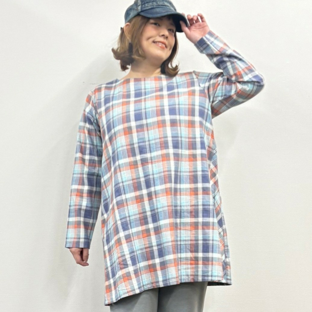 [3L-9L][日本製]チェックツイルチュニック