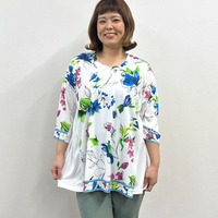 [3L・5L][日本製]フラワープリントプルオーバー