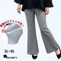 [3L-9L][日本製]エコダブルコットンライクポンチフレアパンツ