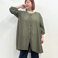 [3L-9L][日本製]パフスリーブロングカーディガン