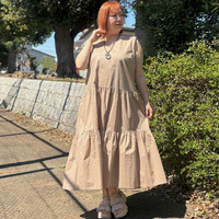 [LL・3L]綿ノースリーブティアードワンピース