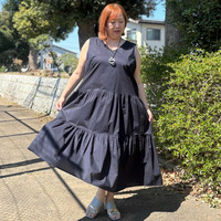 [LL・3L]綿ノースリーブティアードワンピース